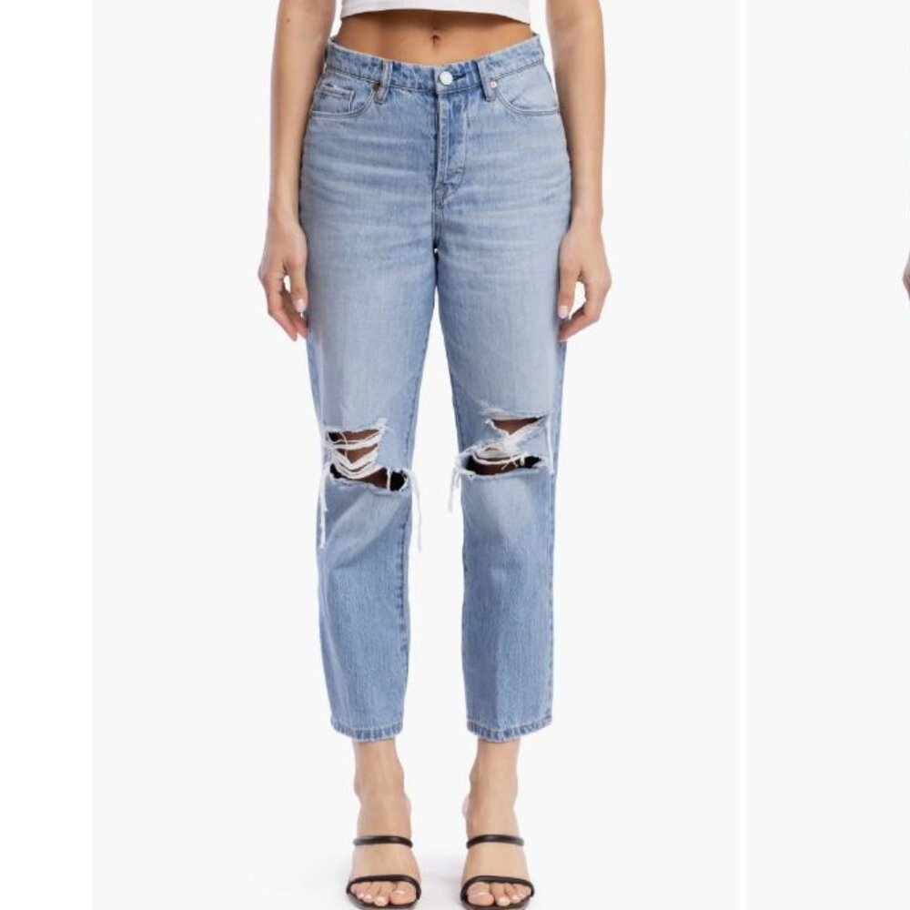 Blank NYC The Baxter Ribcage Straight High Rise Distressed Jeans NWT